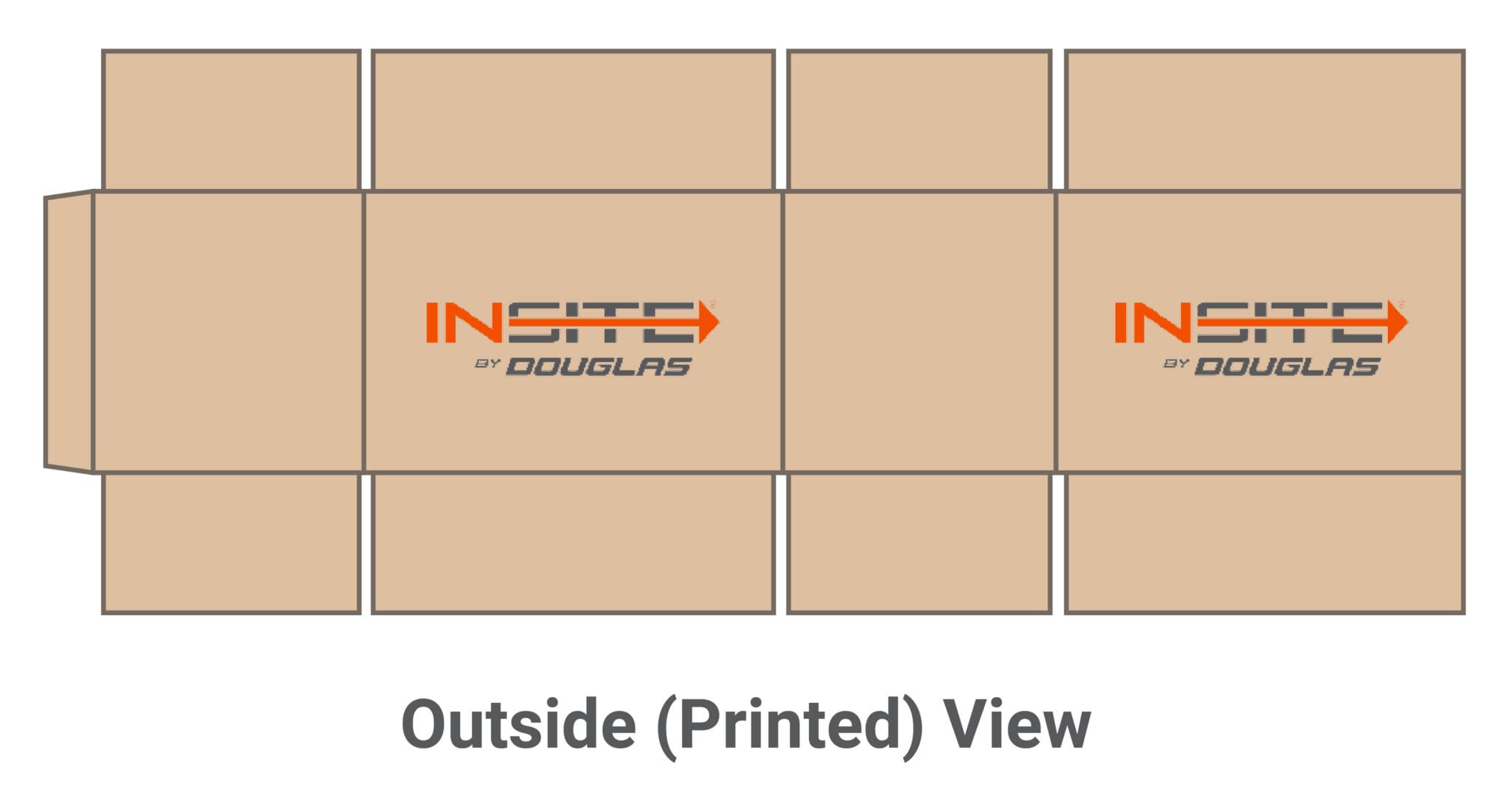 Outside view of knocked down case drawing