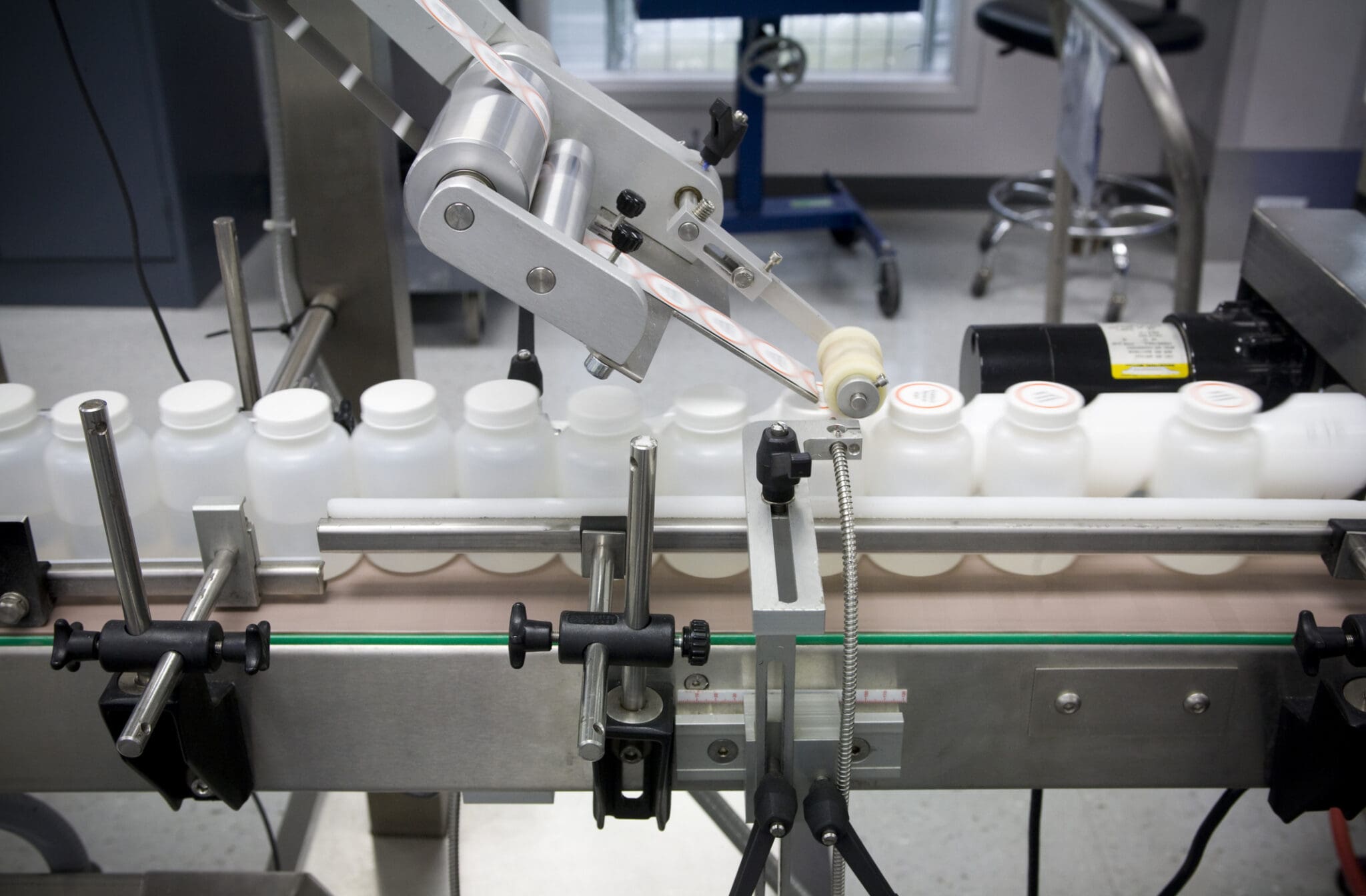 Bottles getting labeled